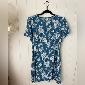 Old Navy Blue Floral Crepe Mini Dress Large Petite